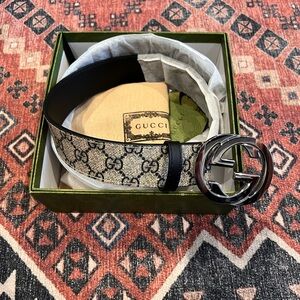 NWT Gucci Men’s GG Supreme Belt with G Buckle